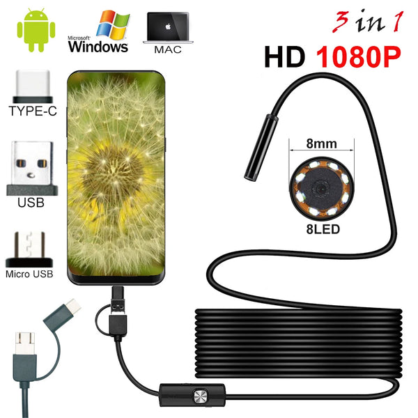 New 8mm Endoscope Camera 1080P HD