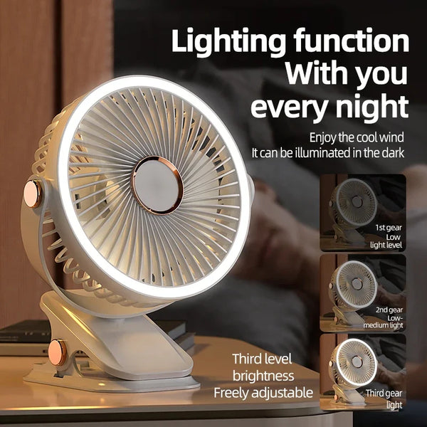 8000mAh Camping Fan with LED Light