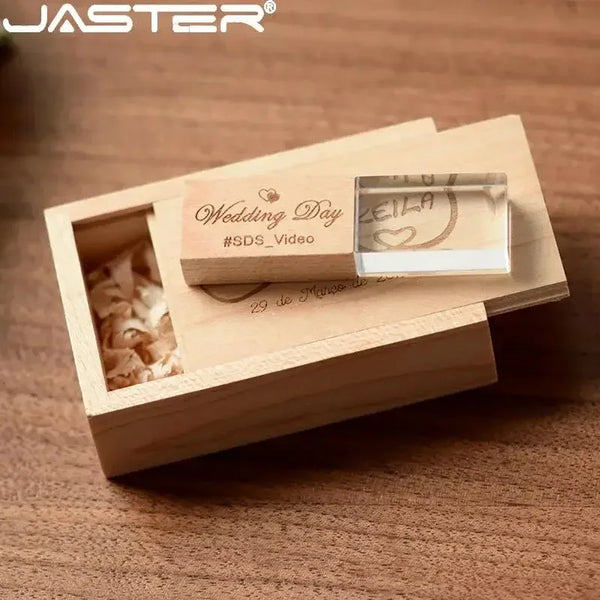 JASTER Crystal Wooden USB Flash Drive