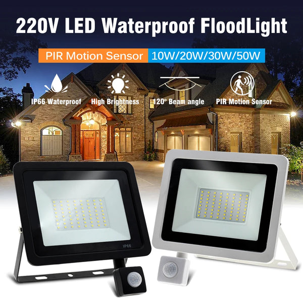 LED Floodlight PIR Motion Sensor White/Warm White IP66