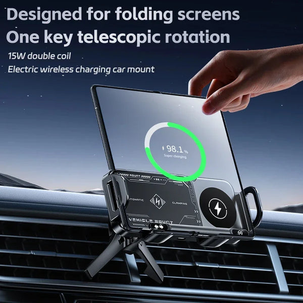 Dual Coil Fold Screen Car Fast Wireless Charger