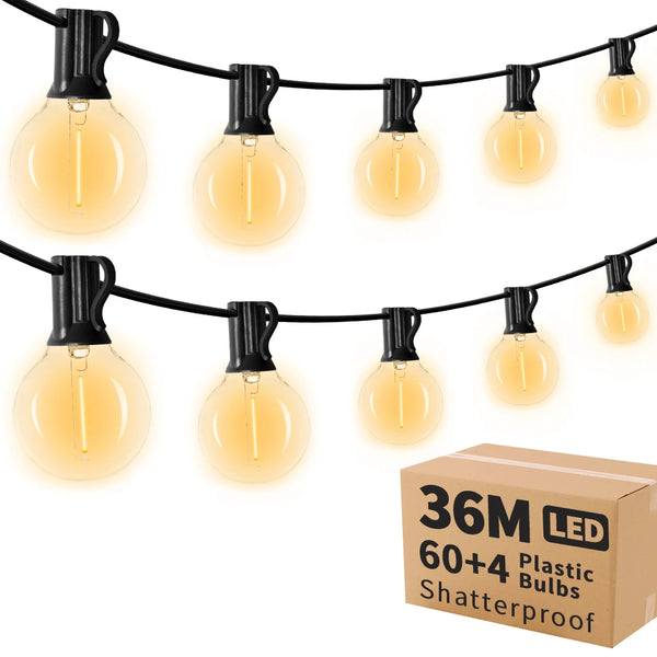 G40 LED 36M Outdoor String Light with 64 Plastic Bulbs