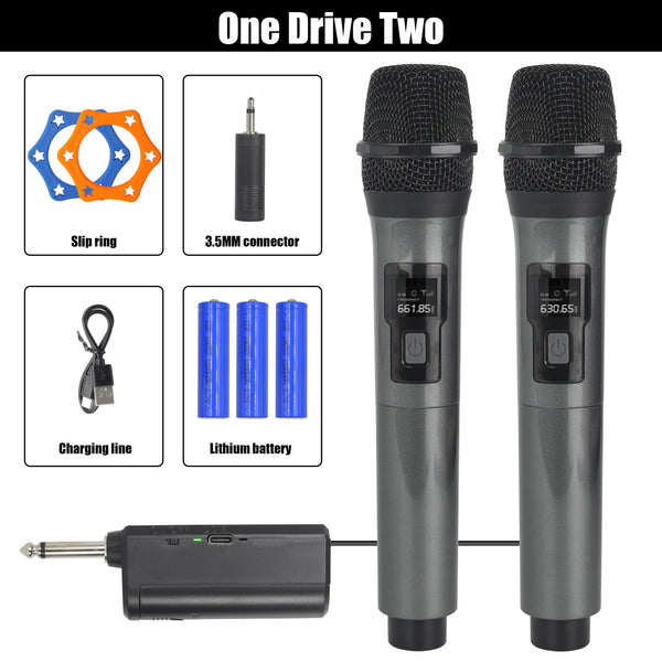 Wireless Microphone 2 Channels UHF