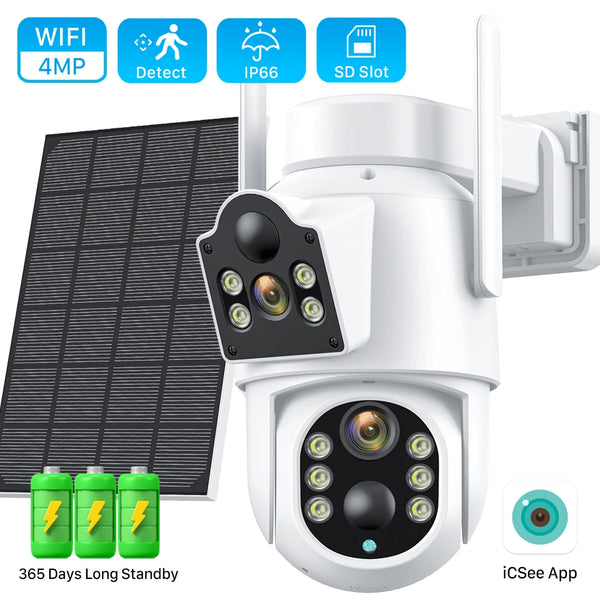 4MP Wireless Solar Camera Dual Lens