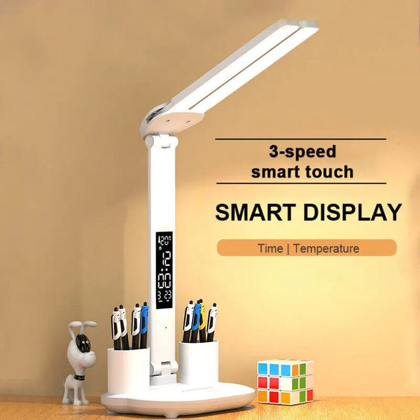 LED Clock Table Lamp USB Chargeable Dimmable Desk Lamps