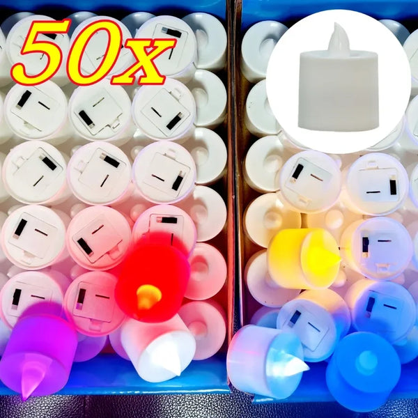 50 شمعة LED ملونة بدون لهب