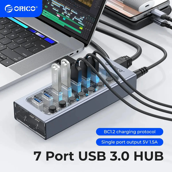 ORICO USB 3.0 Aluminum 7-Port Hub with Split Switch