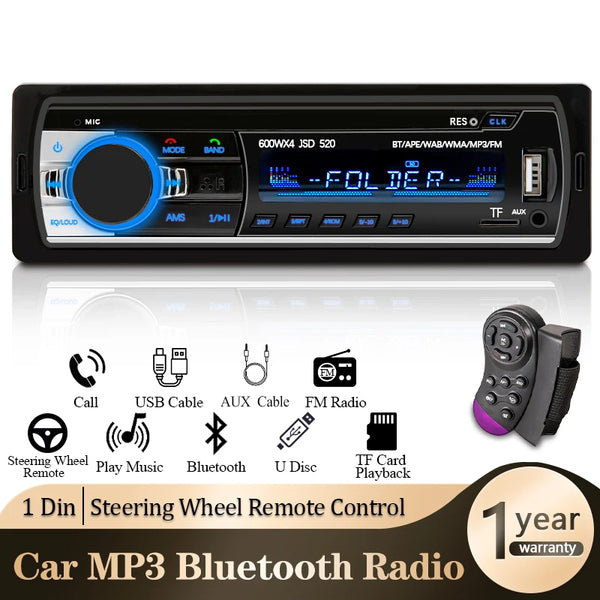 Car Radio 1 Din Stereo Player