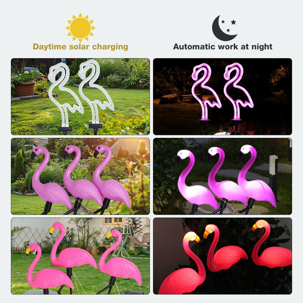 Group Flamingo Solar Waterproof Garden Stake Light