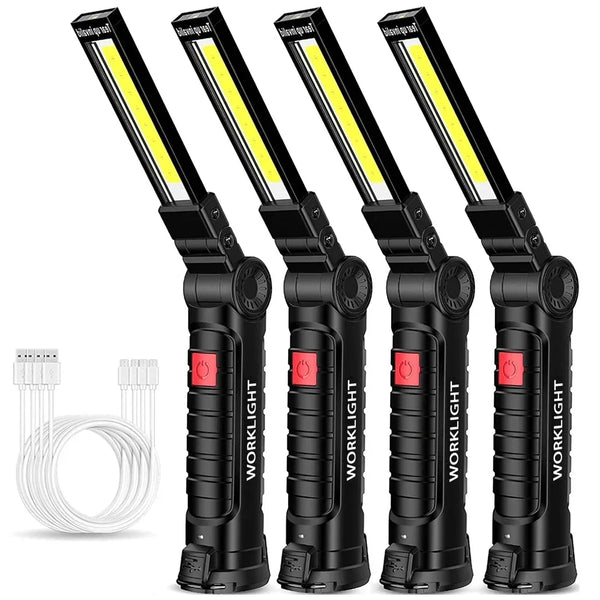 New Portable COB LED Flashlight USB Rechargeable