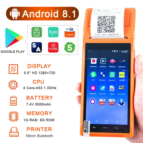 Handheld Android 8.1 PDA POS Printer