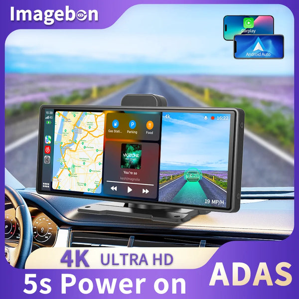 10.26" 4K Dash Cam with ADAS Wireless Carplay & Android Auto