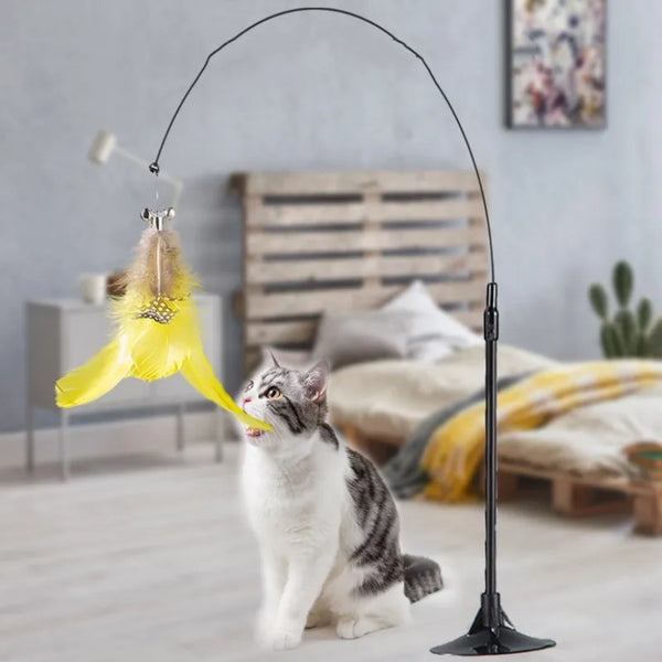 Interactive Feather Cat Toy with Bell