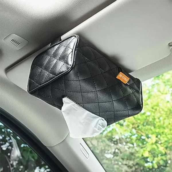 Leather Sun Visor Napkin Box Holder with Mask Holder