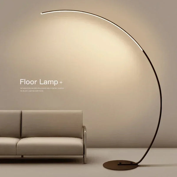 SANDYHA Nordic LED Floor Lamp Half Moon Arc Design Living Room Bedroom Study Lighting Fixture Modern Home Decoration