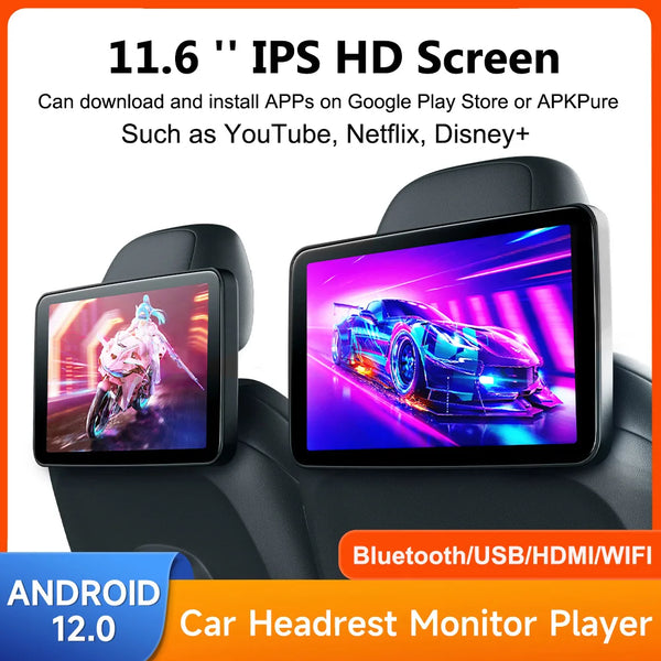 11.6"/10.1" Headrest Monitor Display IPS Android 12