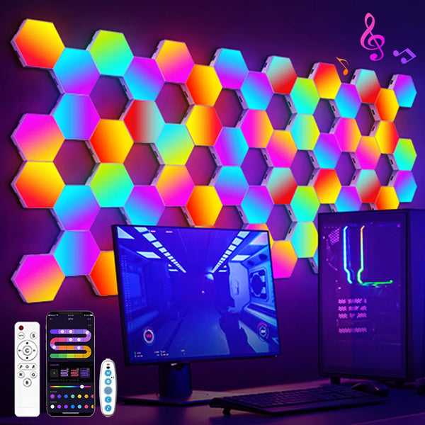 RGB Smart Hexagonal Wall Lamp with Music Sync