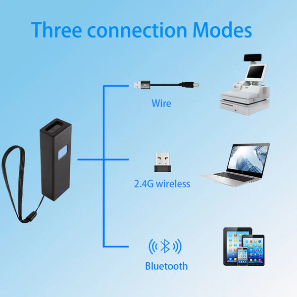 Portable Mini BT Barcode Scanner Quick 2D QR Code Reading USB Interface Stock CMOS Wireless Instant Upload for Android MAC Phone
