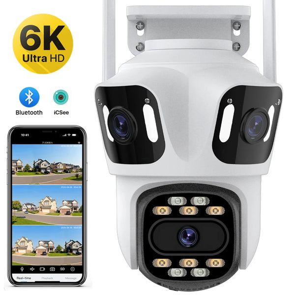 Three Lens 6K PTZ WiFi Security Camera Outdoor