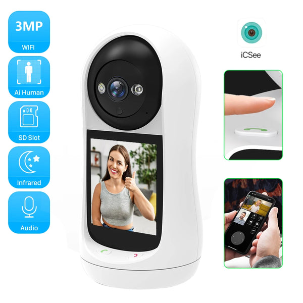 4MP 2K PTZ WiFi Camera with 2.8" IPS Screen