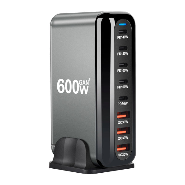 شاحن سريع GaN 600W 8 منافذ