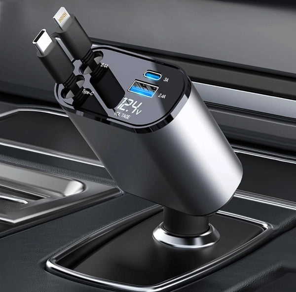 4-in-1 Retractable 120W Car Charger